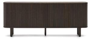 Ciemnobrązowa niska komoda w dekorze jesionu z drzwiami przesuwnymi 180x75 cm Mailen – Kave Home