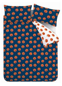 Niebiesko-pomarańczowa pościel dwuosobowa 200x200 cm Halloween Pumpkins – Catherine Lansfield