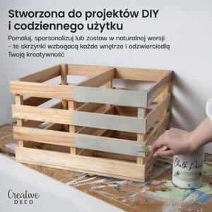 Drewniana Skrzynka z Półką | CREATIVE DECO | Klasyczne Pudełko 50x40x30cm | Naturalny