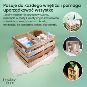 Drewniana Skrzynka z Półką | CREATIVE DECO | Klasyczne Pudełko 50x40x30cm | Naturalny