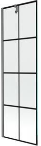 Mexen Next parawan nawannowy 1-skrzydłowy 60 x 150 cm, czarna kratka, gun gray szczotkowany - 895-060-000-00-77-66