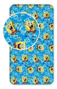 Niebieskie bawełniane prześcieradło dziecięce z gumką 90x200 cm Sponge Bob "Blue" – Jerry Fabrics