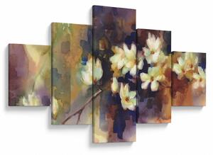 Obraz - Białe magnolie, malarstwo (125x70 cm)