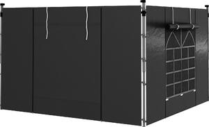 Outsunny zestaw 2 paneli bocznych do altany 3x3/3x6 m, panel boczny z oknem i zapiciem na rzep, wodoodporne panele boczne wykonane z tkaniny Oxford, jako ochrona przed wiatrem i ekran prywatnoci do namiotu imprezowego, czarny