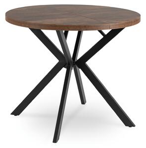 Stół rozkładany w stylu industrialnym Lugo 90-190 cm, dąb rustykalny/czarny