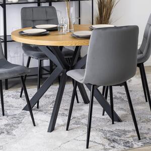 Stół Okrągły Rozkładany LUKAS 100-250 cm Dąb Złoty Nowoczesny Loft