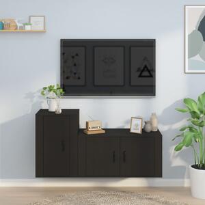 Zestaw 2 szafek TV, czarny, materiał drewnopochodny