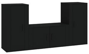 3-częściowy zestaw szafek telewizyjnych, czarny