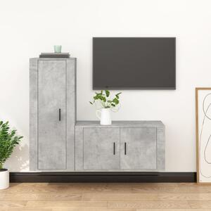 Zestaw 2 szafek TV, szarość betonu, materiał drewnopochodny
