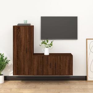 Zestaw 2 szafek pod TV, brązowy dąb, materiał drewnopochodny
