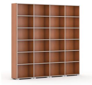 Biblioteka SILVER LINE, 4 kolumny, 2230 x 2400 x 400 mm, czereśnia