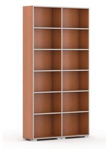 Biblioteka SILVER LINE, 2 kolumny, 2230 x 1200 x 400 mm, czereśnia