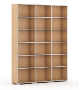 Biblioteka SILVER LINE, 3 kolumny, 2230 x 1800 x 400 mm, buk