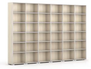 Biblioteka SILVER LINE, 6 kolumn, 2230 x 3600 x 400 mm, dąb naturalny