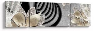 Obraz - 3D złote kwiaty (170x50 cm)