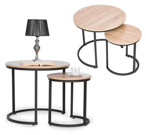 Zestaw stolikÃ³w kawowych 2 szt. okrÄ gÅe loftowy design ModernHome