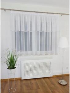 Firana gotowa z woalu z falbanami i pasem cyrkonii 400x150 cm