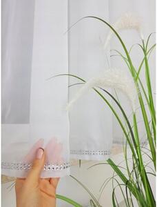 Firana gotowa z woalu z falbanami i pasem cyrkonii 400x150 cm
