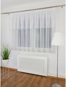 Firana gotowa z woalu z falbanami i pasem cyrkonii 400x150 cm
