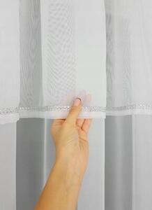 Firana gotowa z woalu z falbanami i pasem cyrkonii 400x150 cm