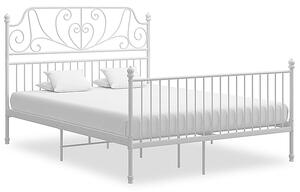 Białe metalowe łóżko dwuosobowe 140x200 cm - Retilo