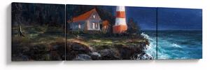Obraz - Latarnia morska na brzegu oceanu, akwarela (170x50 cm)