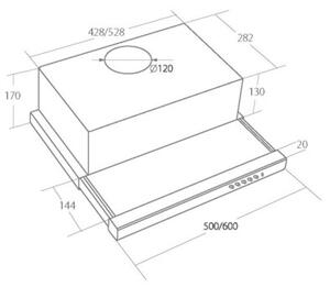 Okap AKPO Light Glass Touch 60 Czarny 70dB klasa B