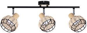 Potrójna lampa sufitowa do kuchni w stylu boho czarny + drewniany - Z057 N5-D67