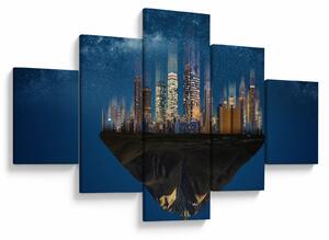 Obraz - Wielkie miasto unoszące się w kosmosie (125x70 cm)