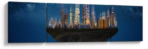 Obraz - Wielkie miasto unoszące się w kosmosie (170x50 cm)