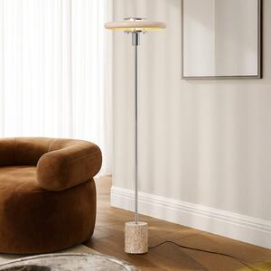 Lampa stojąca Branford Lindby, kremowy / amber, salon / jadalnia, metal, vintage