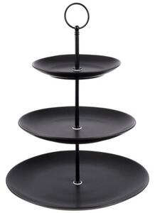 Patera porcelanowa czarna 3-piętrowa 34 cm