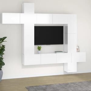 Zestaw 9 szafek TV, biały z połyskiem, materiał drewnopochodny