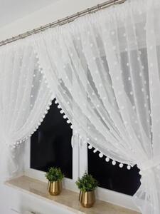 Firana gotowa z pomponikami 300x150cm