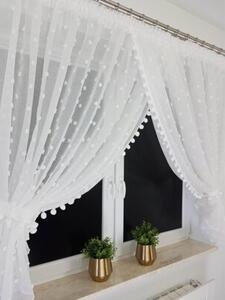 Firana gotowa z pomponikami 300x150cm