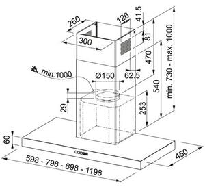 Okap FRANKE Tale 915 W XS Stal szlachetna 780m3/h 60dB klasa A++