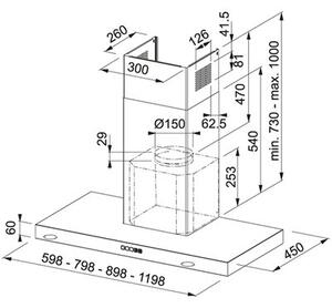 Okap FRANKE Tale 915 W XS Stal szlachetna 780m3/h 60dB klasa A++