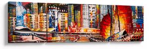Obraz - Victoria Harbor, Hong Kong, obraz olejny (170x50 cm)