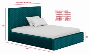 Łóżko 200x200 Tapicerowane ROMA + Pojemnik | Tkaniny i Kolory Do Wyboru