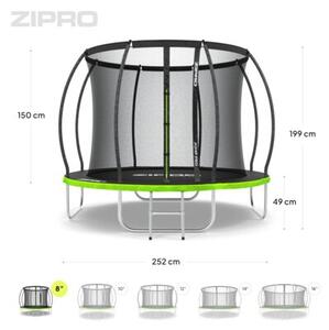 Trampolina ogrodowa z siatką wewnętrzną z drabinką dla dzieci 8FT 252cm Zipro Jump Pro Premium