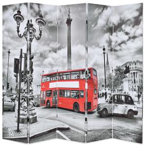 Składany parawan, 200 x 170 cm, londyński autobus, czarno-biały