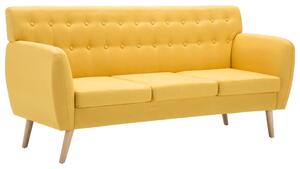 3-osobowa sofa tapicerowana tkaniną, 172x70x82 cm, żółta