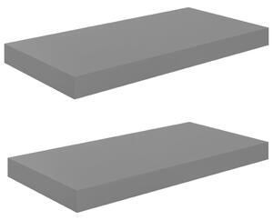 Półki ścienne, 2 szt., wysoki połysk, szare, 50x23x3,8 cm, MDF