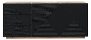 Komoda Asha z szufladami i ryflowanym frontem 167 cm - artisan / czarny mat