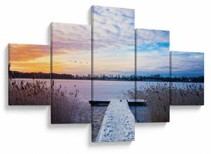 Obraz - Zamarznięte jezioro, Ełk, Mazury, Polska (125x70 cm)
