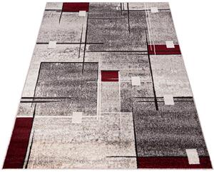 Nowoczesny dywan w szare i czerwone kwadraty - Uwis 8X