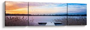 Obraz - Zamarznięte jezioro, Ełk, Mazury, Polska (170x50 cm)