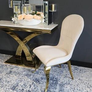 Krzesło glamour Tiffany Gold Beige - złote krzesło tapicerowane beżowe