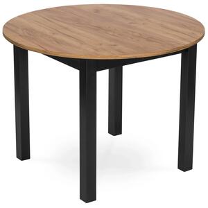 Stół okrągły rozkładany HARY 102-142 cm Dąb Craft/Czarny