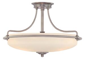 QUOIZEL Lampa sufitowa Griffin z dystansem, nikiel, Ø57cm